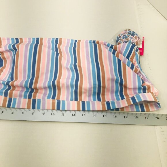 Xhilaration Women's Size 24W Metallic Thread Longline Bandeau Swim Top Striped - Picture 9 of 12